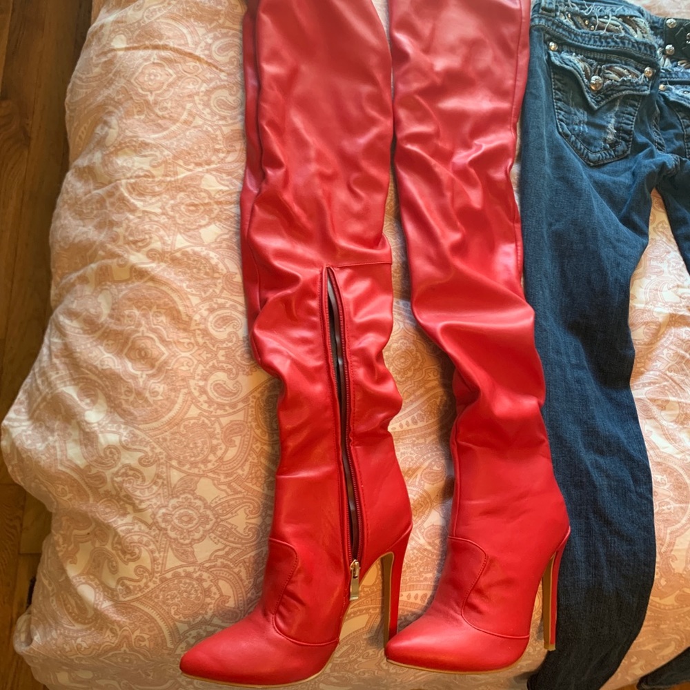 Red Thigh High Boots